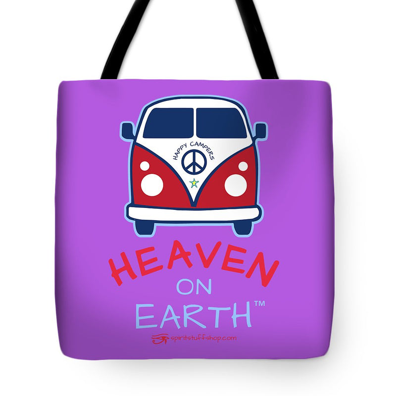 Vw Happy Camper Heaven On Earth - Tote Bag