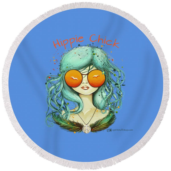 Hippie Chick - Round Beach Towel