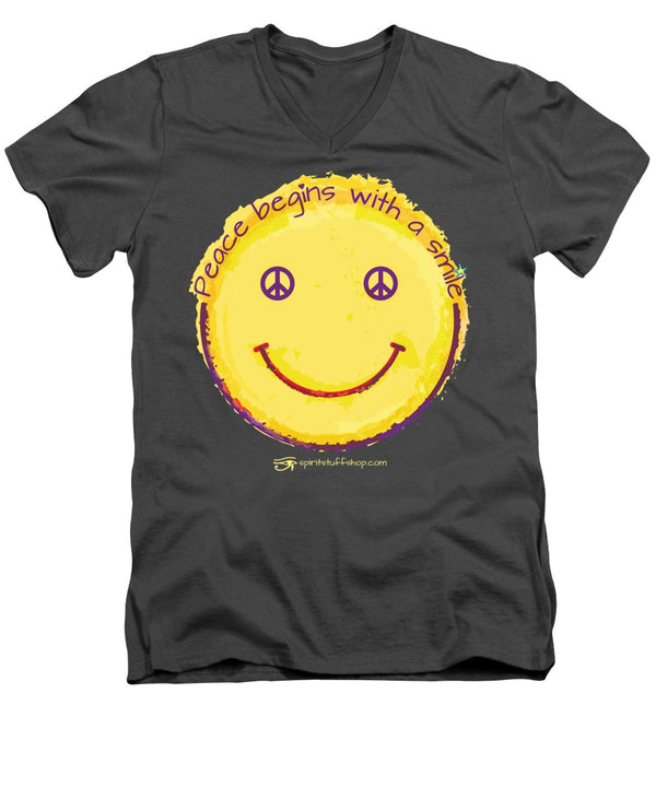 Peace Begins With A Smile - Men's V-Neck T-Shirt