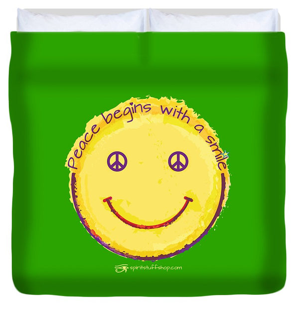 Peace Begins With A Smile - Duvet Cover