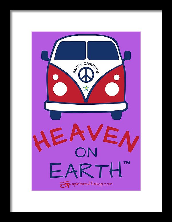Vw Happy Camper Heaven On Earth - Framed Print